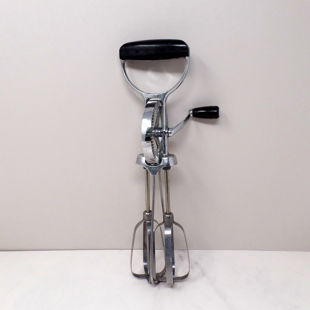 Vintage EKCO Best Hand Crank Egg Beater, Stainless with Black Handle